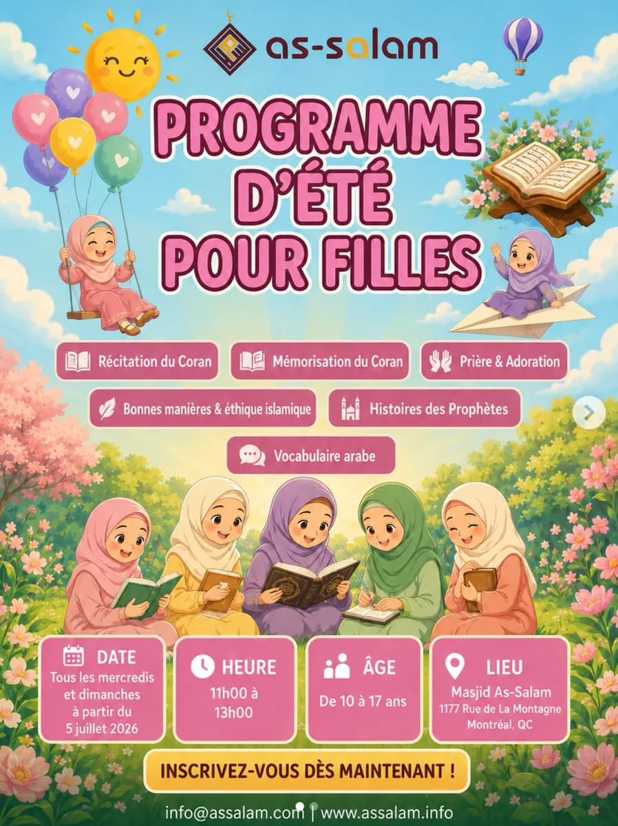 Programme d’été pour les filles – cours éducatif et religieux