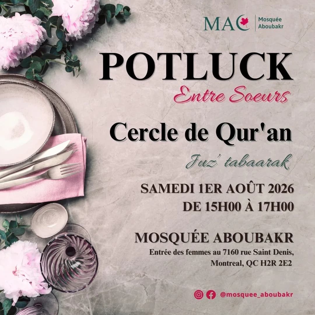 🌸 Potluck entre sœurs – Cercle de Qur'an 🌸