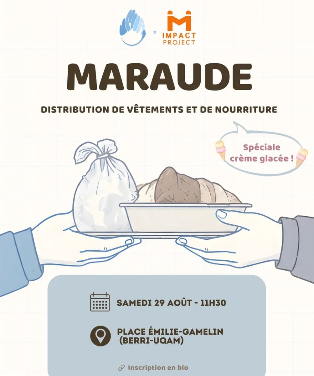 Maraude de distribution de vêtements et nourriture – 29 août
